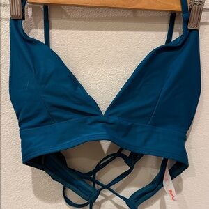 Teal Women's Triangle Lace Up Bikini Top